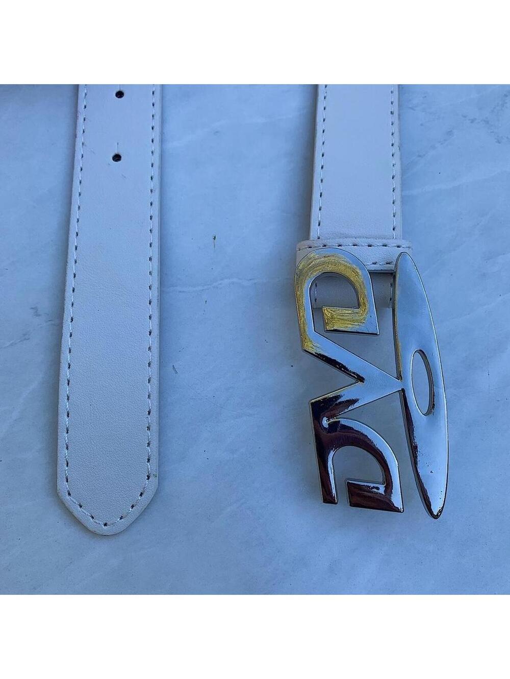 DVD Belt Buckle white leather belt. Very cool unique belt. Y2k style. 39 inches